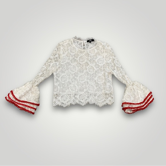 Alpha & Omega Lace Bell Sleeve Blouse - Picture 2 of 13